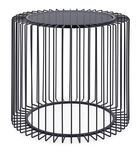 Masa de cafea din sticla si metal Kieran Small Fumuriu / Negru, Ø50xH48 cm