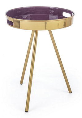 Masa de cafea din metal Inesh Round Violet / Auriu, Ø42xH50 cm