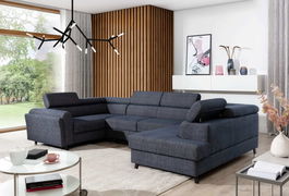 Coltar Extensibil Escape cu Lada de Depozitare, Sezlong pe Dreapta, Tetiere Reglabile, l330xA190xH82-98 cm