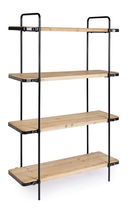 Biblioteca din MDF si metal, Jerrod Natural / Negru, l122xA43xH180 cm
