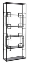 Biblioteca din sticla si metal, Korvet Transparent / Negru, l71xA25,5xH183 cm