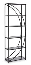 Biblioteca din sticla si metal, Korvet A Transparent / Negru, l61xA26xH178 cm