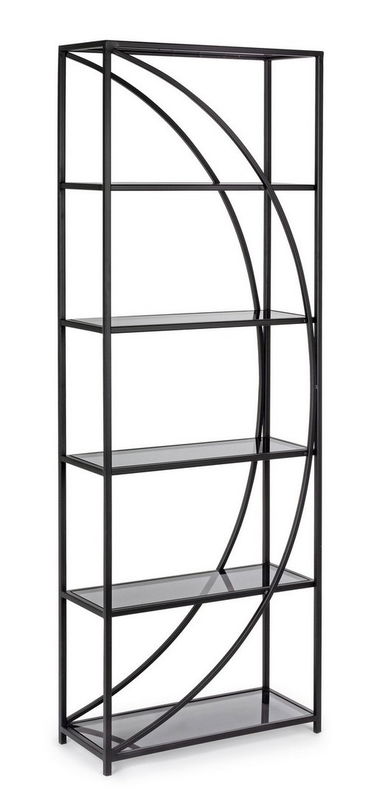 Biblioteca din sticla si metal, Korvet A Transparent / Negru, l61xA26xH178 cm