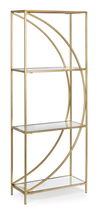 Biblioteca din sticla si metal, Elenor Small Auriu, l56xA25xH151,5 cm