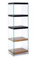 Raft din sticla si MDF, Line Tall Natural / Negru, l40xA30xH131 cm
