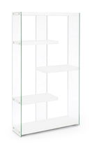 Biblioteca din sticla si MDF, Sury Alb, l91,5xA30xH160 cm