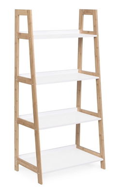 Raft din bambus si MDF, Brooklyn Medium Natural / Alb, l62xA38xH130 cm