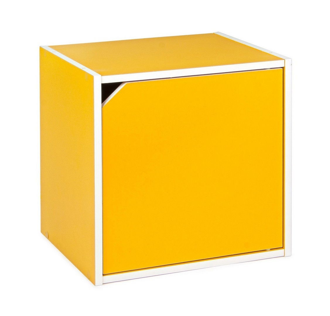 Cabinet modular din MDF, cu 1 usa, Composite Galben / Alb, l35xA29,2xH35 cm