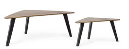 Set 2 mese de cafea din lemn de mango Emira Natural / Negru, L130xl65xH45 cm / L85xl45xH40 cm