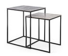 Set 2 mese de cafea din metal Tahir Square Argintiu / Negru, L41xl41xH54 cm / L37xl37xH46 cm