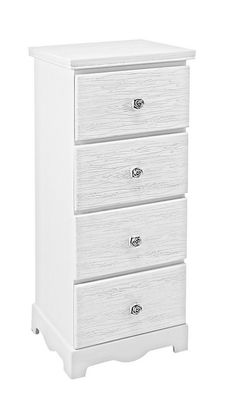 Cabinet din MDF, cu 4 sertare Blanc Medium Alb, l31,5xA26xH80 cm