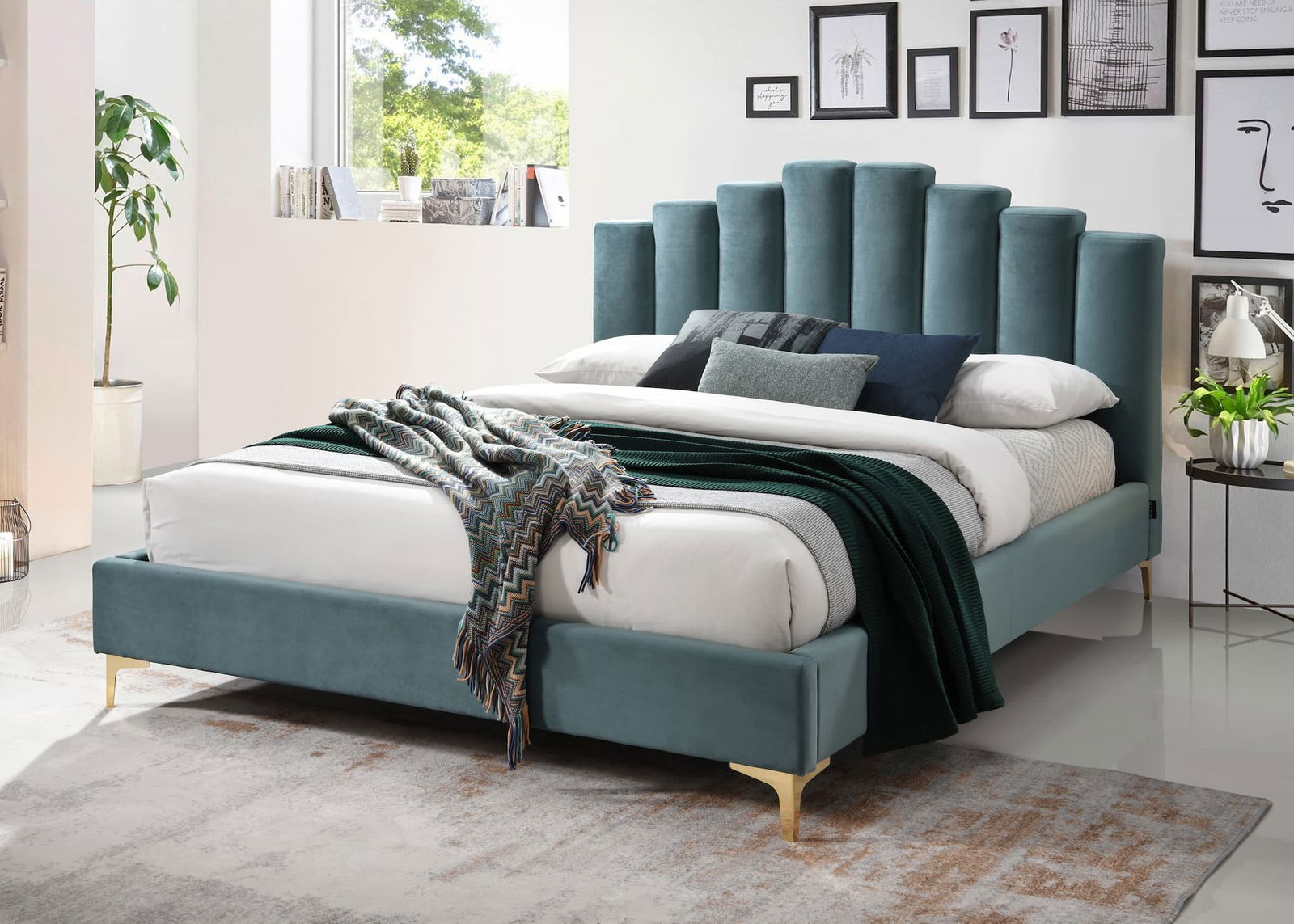 Pat tapitat cu stofa Alexia Velvet Teal
