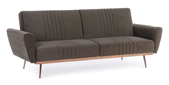 Canapea Johnny Velvet Maro Extensibila cu Spuma Poliuretanica, 3 Locuri, Suprafata de Dormit 180x104 cm, tapitata cu Stofa, l210xA83xH85 cm