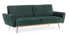 Canapea Johnny Velvet Verde Extensibila cu Spuma Poliuretanica, 3 Locuri, Suprafata de Dormit 180x104 cm, tapitata cu Stofa, l210xA83xH85 cm