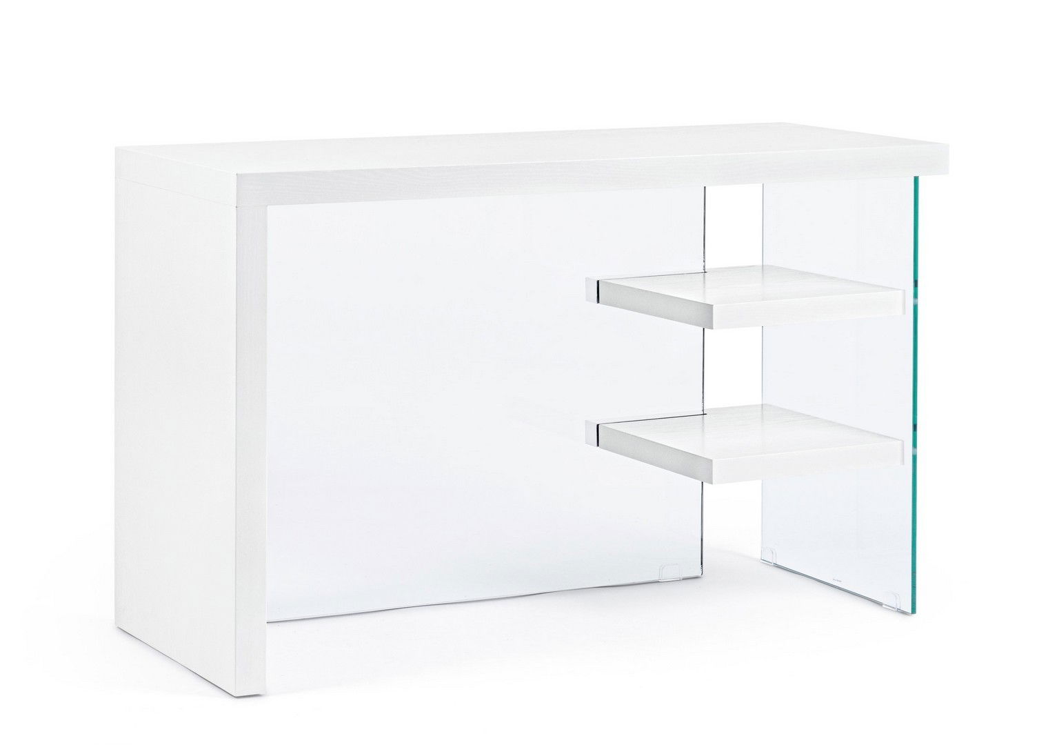 Masa de birou din MDF si sticla Line Alb / Transparent, L120xl50xH76 cm