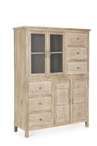 Vitrina din lemn de mango, cu 6 sertare si 4 usi, Mayra Natural, l110xA40xH150 cm