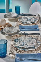Set vesela din portelan, Dory Dinner Alb / Albastru, 24 piese