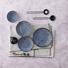 Set vesela din portelan, Gill Dinner Gri / Albastru, 24 piese