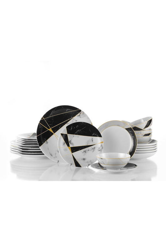 Set vesela din portelan, Niles Baker Multicolor, 24 piese