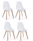 Set 4 scaune din plastic cu picioare din lemn System Alb / Natural, l51,5xA46,5xH86 cm