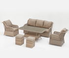 Set mobilier gradina / terasa Cenova 311S Cappuccino, masa de cafea + canapea 3 locuri + 2 fotolii + 2 taburete