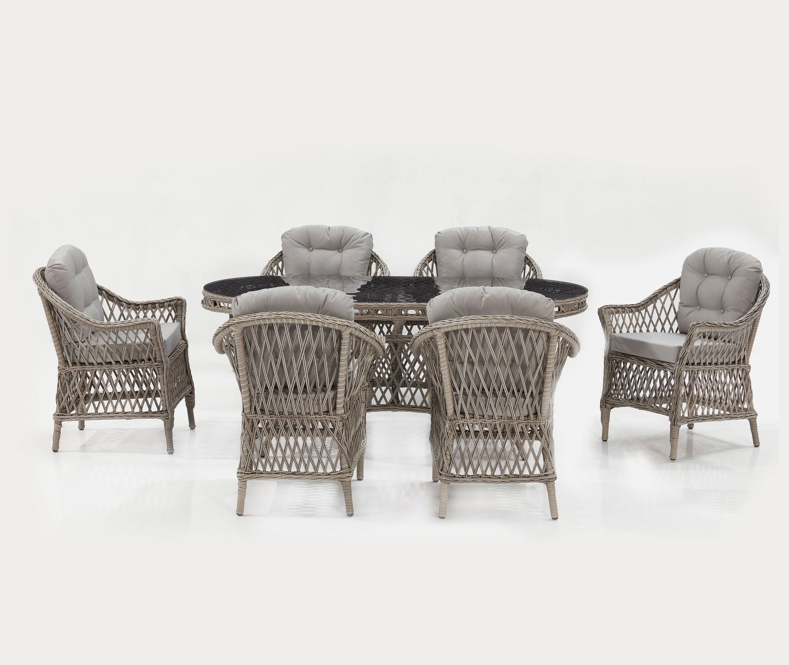 Set mobilier gradina / terasa Nova Antracit, masa + 6 fotolii, L180xl75xH90 cm