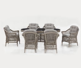 Set mobilier gradina / terasa Nova Antracit, masa + 6 fotolii, L180xl75xH90 cm