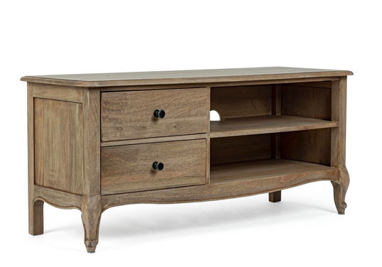 Comoda TV din lemn de mango, cu 2 sertare Domitille Natural, l115xA40xH52 cm