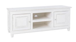 Comoda TV din lemn de mango, cu 2 usi Colette Alb Antichizat, l145xA45xH60 cm