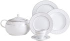 Set vesela din portelan, Allie Dinner Alb / Gri, 84 piese