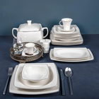 Set vesela din portelan, Danielle Dinner Alb / Argintiu, 85 piese