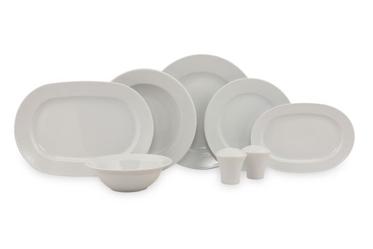 Set vesela din portelan, Devona Dinner Alb, 53 piese