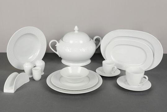 Set vesela din portelan, Dion Dinner Alb, 83 piese