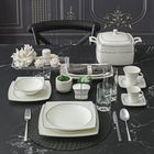 Set vesela din portelan, Cobain Dinner Alb / Gri, 85 piese