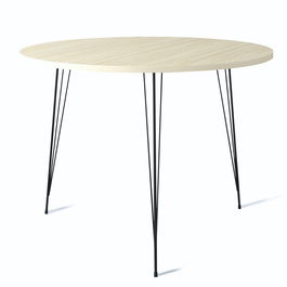 Masa rotunda din pal si metal, Sandalf Stejar Natural / Negru, Ø90xH75 cm