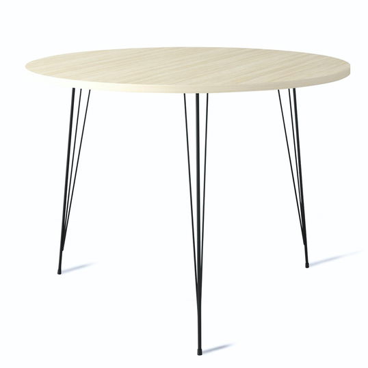 Masa rotunda din pal si metal, Sandalf Stejar Natural / Negru, Ø90xH75 cm