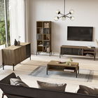 Set de mobila living din pal si metal, 4 piese, Neo NE6-CU Maro / Negru