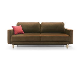 Canapea Glam Genova 100/901 Extensibila cu Arcuri Ondulate si Spuma Poliuretanica HR, 3 Locuri, Suprafata de Dormit 200x140 cm, tapitata cu Stofa Easy Clean, cu Lada de Depozitare, Perne Incluse, l233xA97xH95 cm