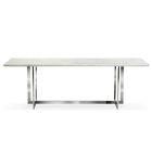 Masa din conglomerat si metal, Marble Alb / Argintiu, L220xl100xH76 cm