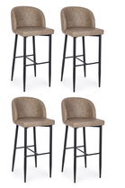 Set 4 scaune de bar tapitate cu piele ecologica si picioare metalice Chris Grej / Negru, l47xA52xH105 cm
