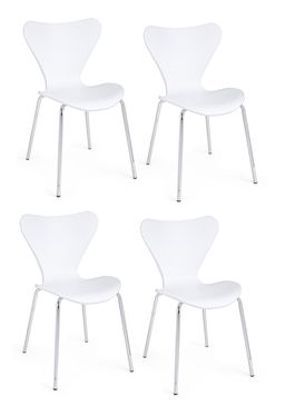 Set 4 scaune din plastic cu picioare metalice Tessa Alb / Crom, l50xA49,5xH82 cm
