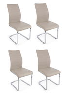Set 4 scaune tapitate cu piele ecologica si picioare metalice Myra Capuccino / Crom, l41xA60xH98 cm