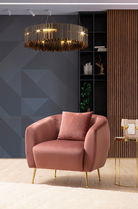 Fotoliu fix tapitat cu stofa, Eses Velvet Roz, l70xA82xH82 cm