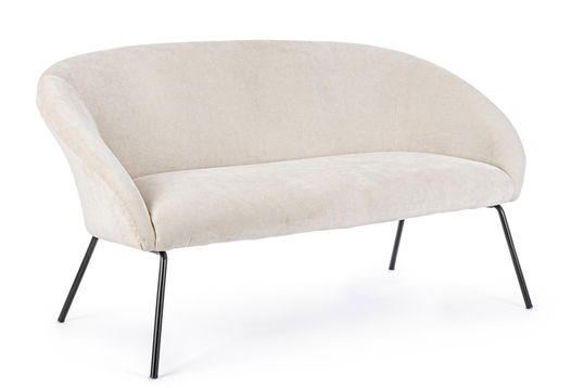 Canapea Aiko Velvet Alb Fixa cu Spuma Poliuretanica, 2 Locuri, tapitata cu Stofa, l142xA80xH75 cm