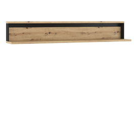 Etajera suspendata din pal Quant 05 Stejar Artisan / Negru, l155xA26xH25 cm