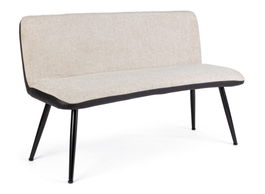 Canapea Louis Bej / Negru Fixa cu Spuma Poliuretanica, 2 Locuri, tapitata cu Stofa si Piele Ecologica, l142xA47xH88 cm
