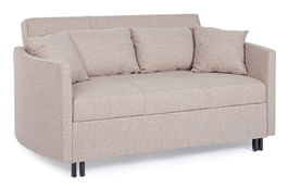 Canapea Clayton Bej Extensibila cu Spuma Poliuretanica, 2 Locuri, Suprafata de Dormit 131x190 cm, tapitata cu Stofa, Perne Incluse, l166xA88xH84 cm