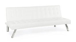 Canapea Forbes Alb Extensibila cu Spuma Poliuretanica, 3 Locuri, Suprafata de Dormit 180x94 cm, tapitata cu Piele Ecologica, l180xA82xH73 cm