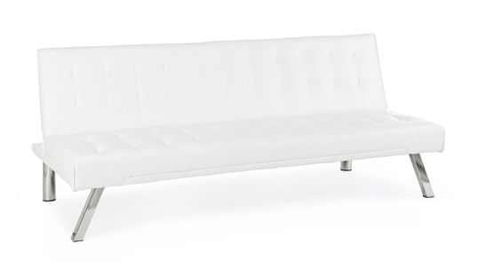 Canapea Forbes Alb Extensibila cu Spuma Poliuretanica, 3 Locuri, Suprafata de Dormit 180x94 cm, tapitata cu Piele Ecologica, l180xA82xH73 cm