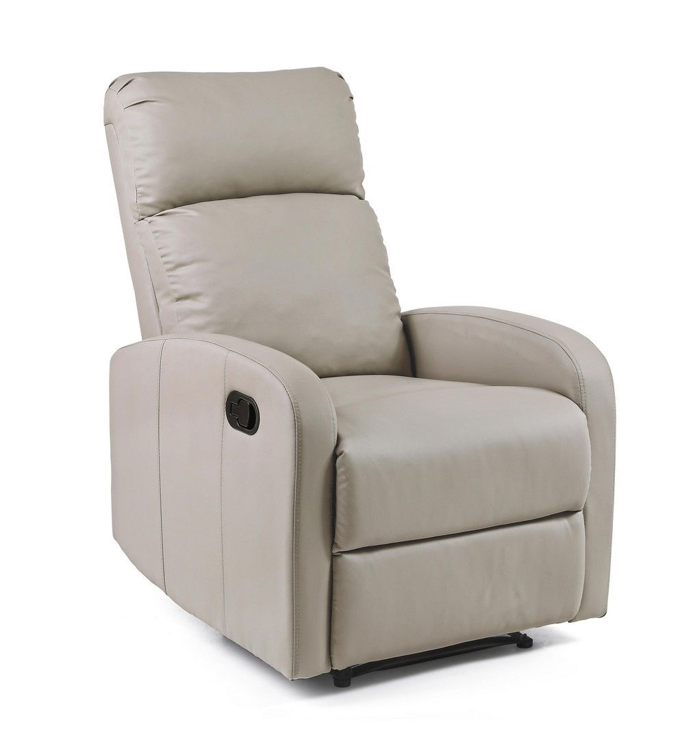 Fotoliu Recliner tapitat cu piele ecologica Iris Grej, l67,5xA90,5xH98 cm